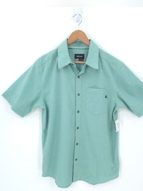 Marmot Mens Aerobora Woven Short Sleeve Button Up Shirt Upf 25 Wicking Quick-dry